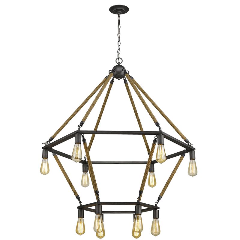 Hivvago Brown and Black Twelve Light Metal Dimmable Chandelier
