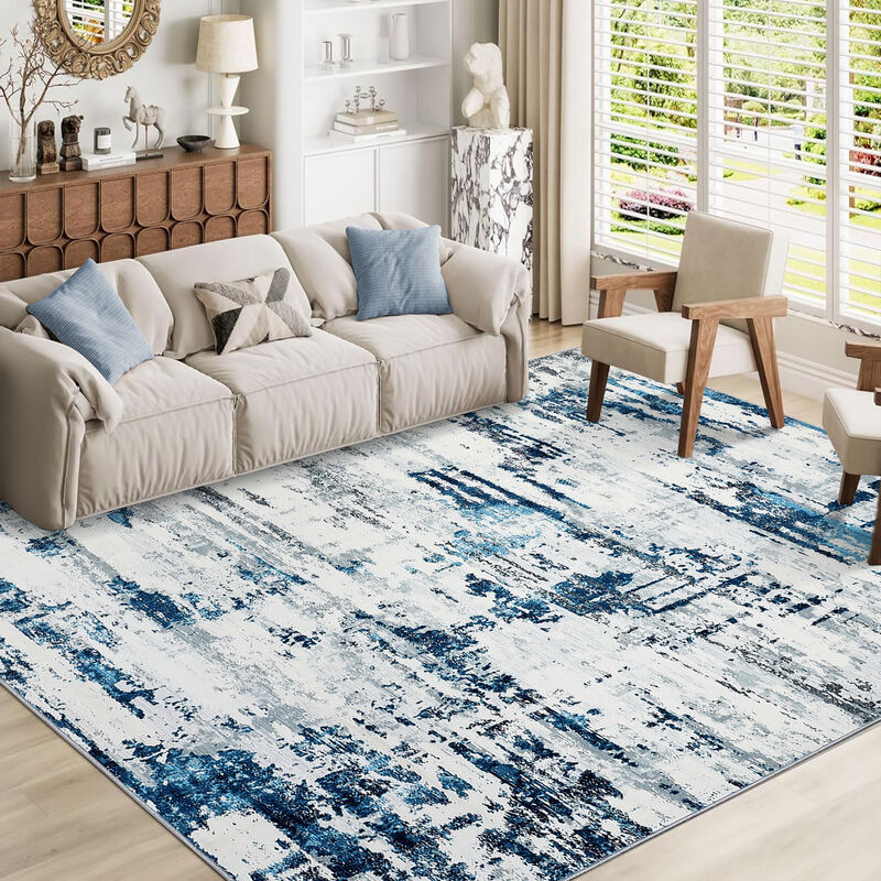 10X13 FT Modern Abstract Runner Rug Washable Rug for Hallway Non Slip Kitchen Rug Low Pile Soft Entryway image number 2