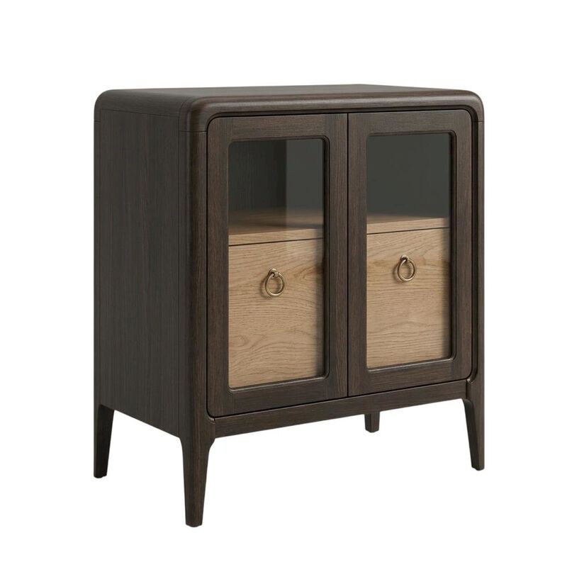Peppercorn Glass Door Nightstand with Transitional Casual Style image number 0