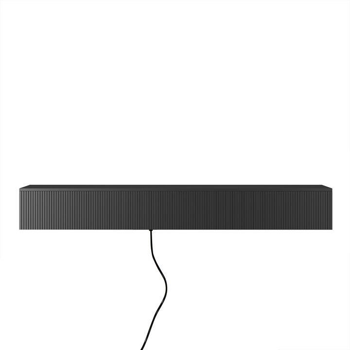 Streamdale Floating TV Stand with 16 LED Lights, 69" Black TV Cabinet for 55-65" TVs