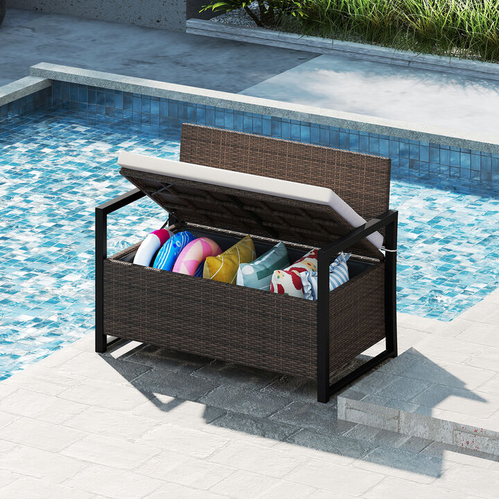 Weatherproof Patio Storage Bench with Hidden Compartment for Outdoor Use