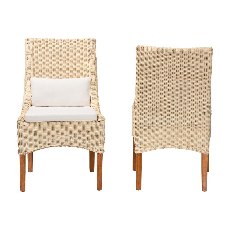 bali & pari Haybourne Natural Rattan 2-Piece Dining Chair Set - Handwoven Wicker Accent Seating with Wingback Frame for Kitchen or Dining Room image number 1