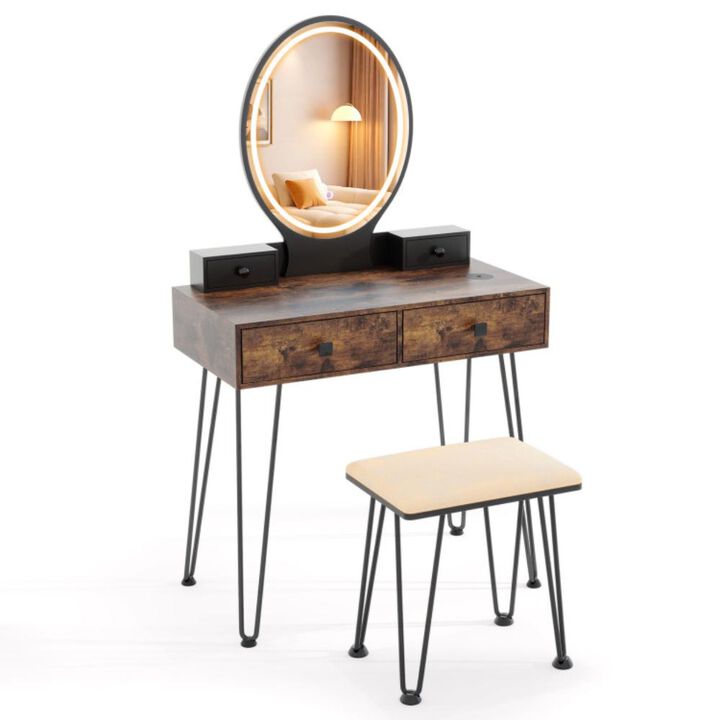 Hivvago Vanity Desk with Mirror and Lights for Bedroom