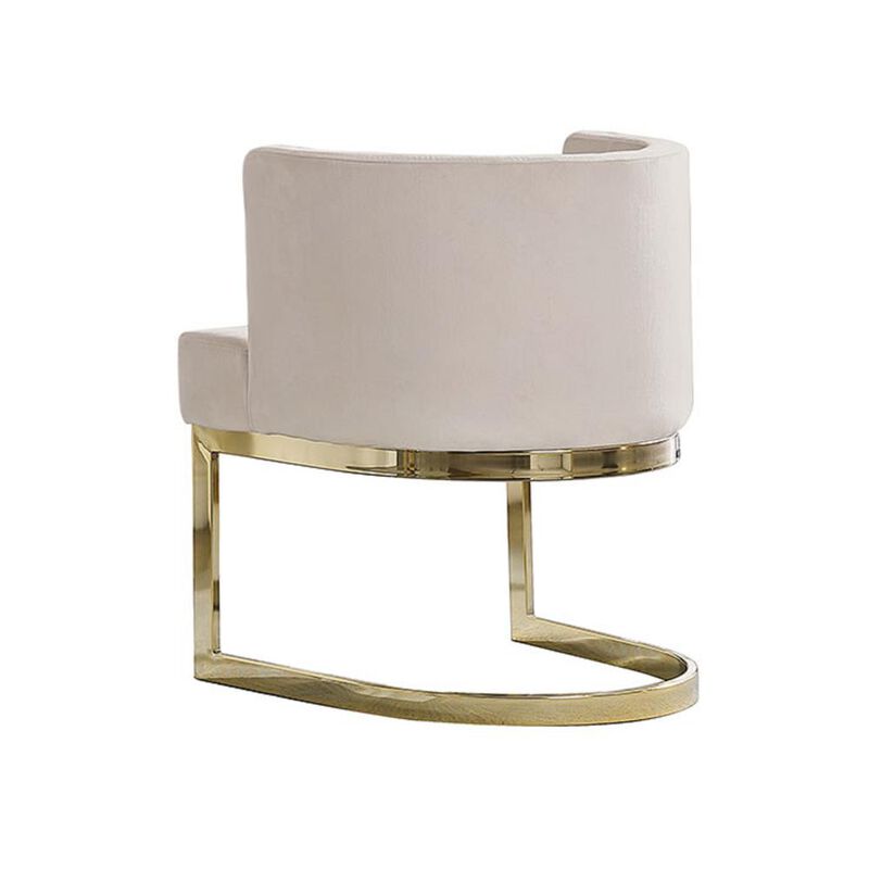 Best Quality Furniture Beige Velvet Side Chair With Gold, Chrome Base - Single