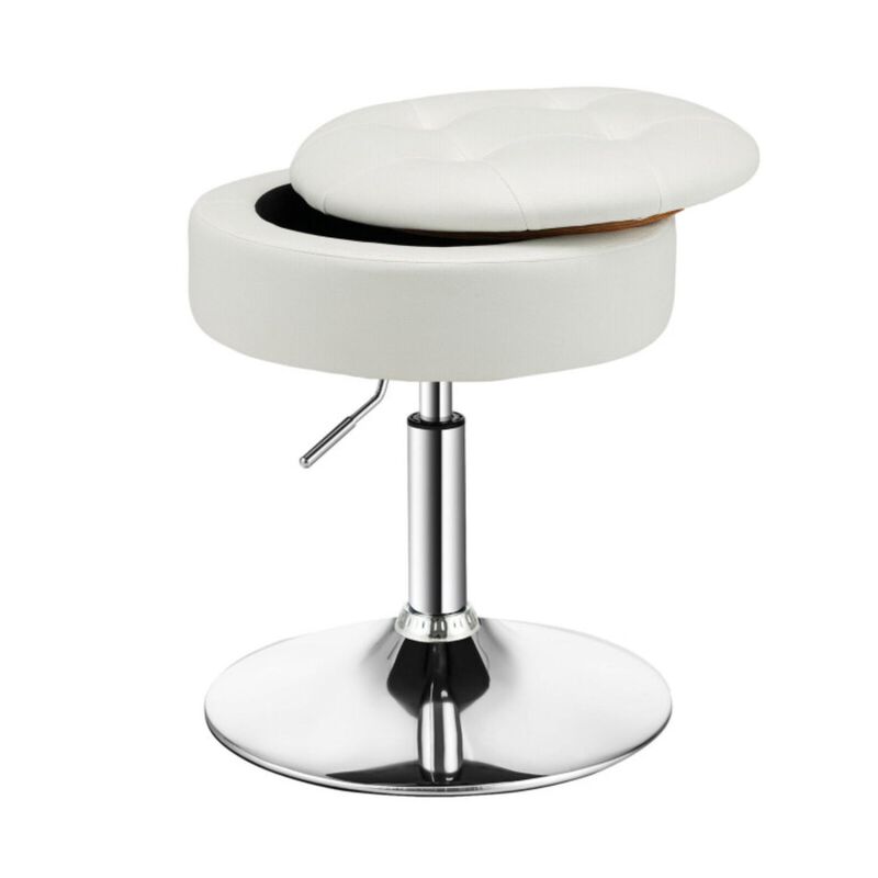 Hivvago Adjustable 360° Swivel Storage Vanity Stool with Removable Tray