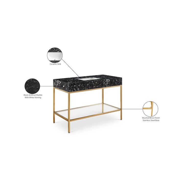 Meridian Furniture Marmo Black Engineered Marble Bathroom Vanity