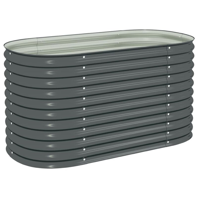 Eline Outdoor Raised Garden Bed, Gray Steel, Ribbed Design, 63 Inch image number 0