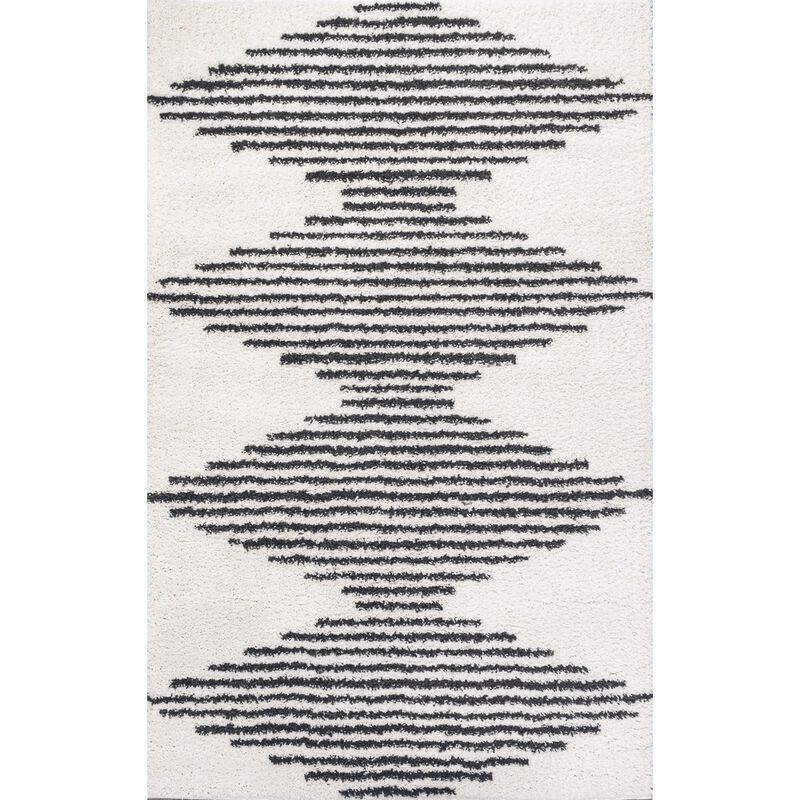 Elm Diamond Stripe Geometric Shag Area Rug