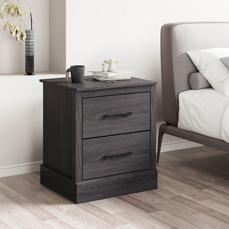 Wood Compact Floor Nightstand with Storage Drawers