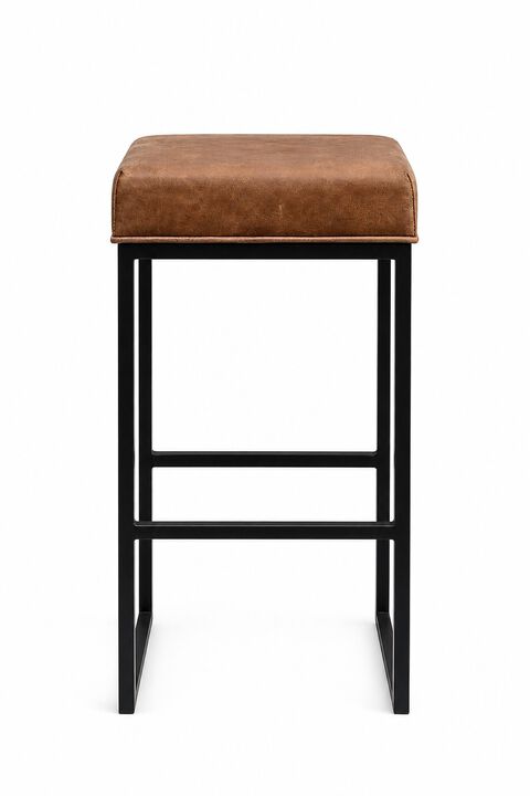 Bar Stool With Brown Leather