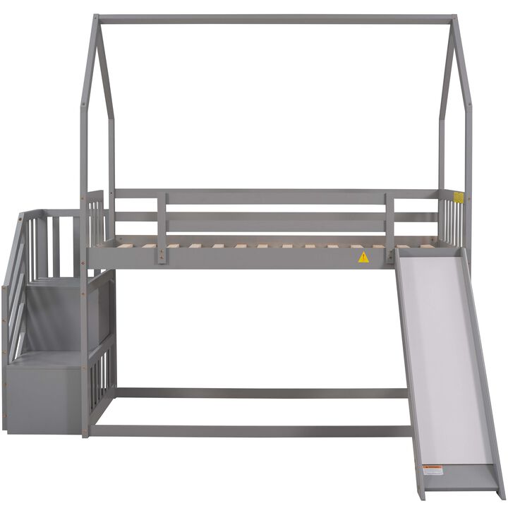 Merax House Bunk Bed with Slide