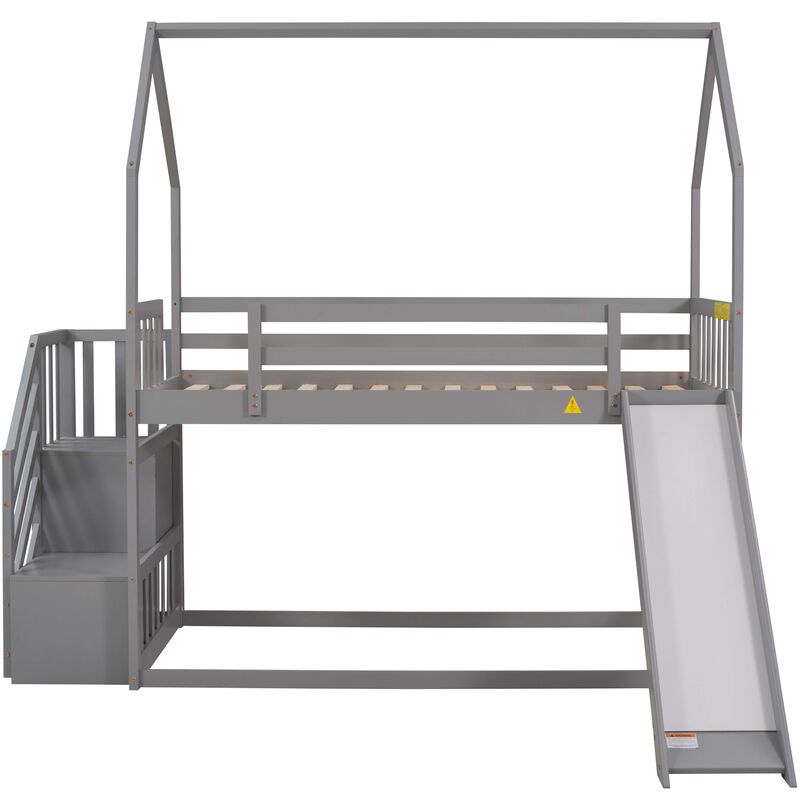 Merax House Bunk Bed with Slide