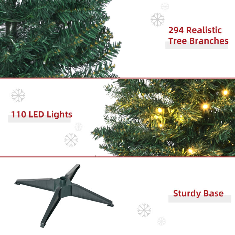 BreeBe 5FT Slim Pre-Lit Pencil Christmas Tree with Warm White LEDs image number 7
