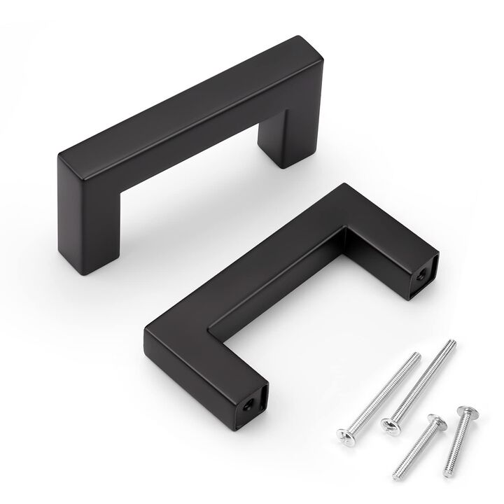 KNOBWELL 6 Pack Black Stainless Steel Cabinet Pulls, Kitchen Cabinet Pulls and Handles, Dresser Drawer Pulls, Hole Centers 2-1/2