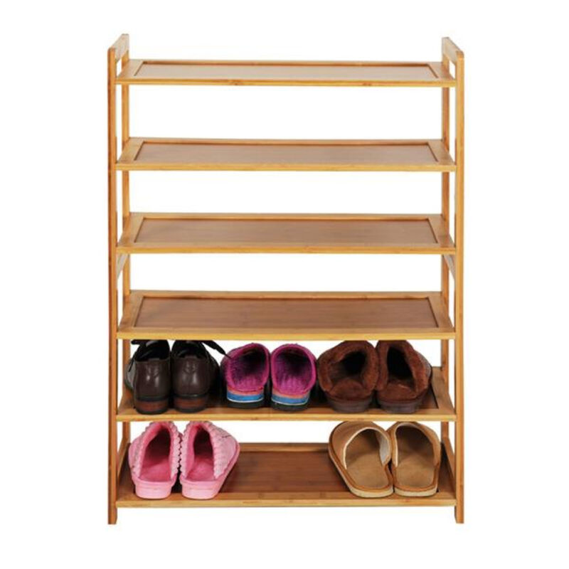 6-Tier Wicker Shoe Rack Space-Saving Rectangular Shoe Organizer
