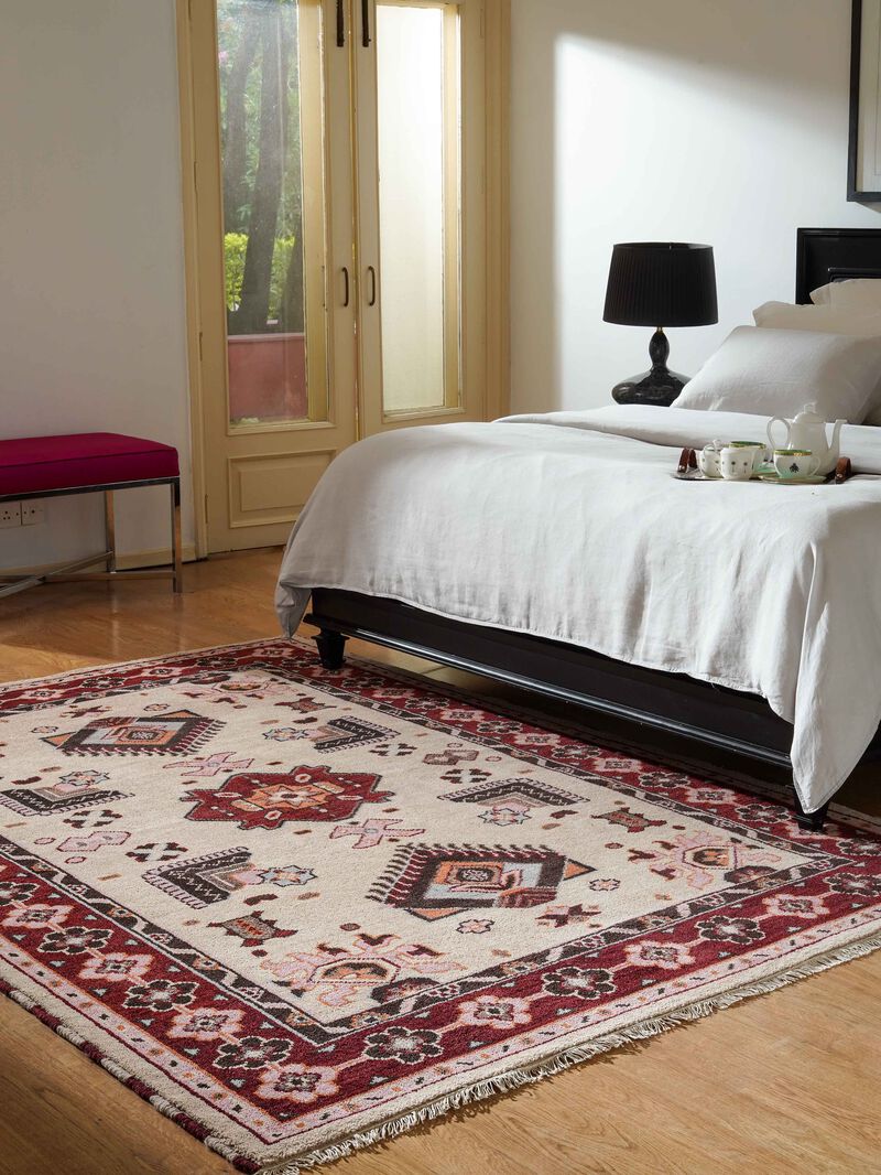RUGSOTIC CARPETS HAND KNOTTED WOOL & SILK ECO-FRIENDLY ORIENTAL AREA RUGS  - Rectangle Shape, Classic Oriental Traditional , Low Pile Handmade Area Rugs (AF0121) image number 1