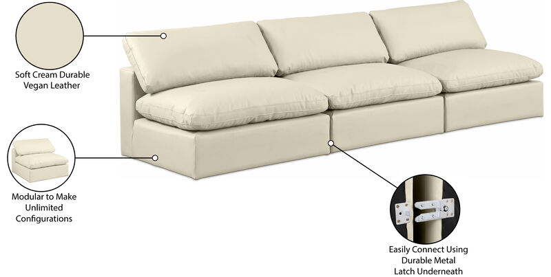 Meridian Furniture Comfy Cream Vegan Leather Modular Sofa image number 9