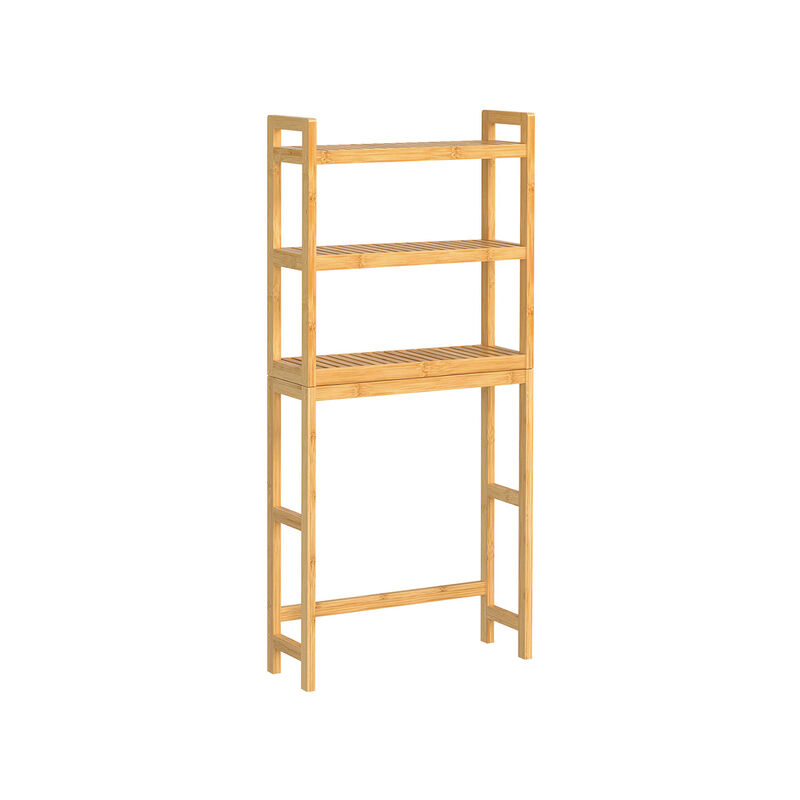 3-Tier Bamboo Bathroom Organizer with Adjustable Shelves – Over-The-Toilet Storage