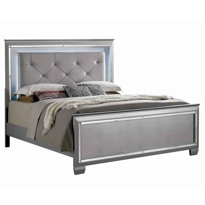 2pc King Bedroom Set, Gray Wood, Nightstand image number 1