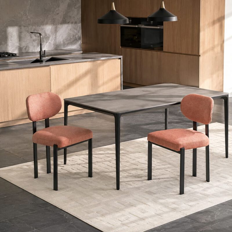 GOODSILO Mid-Century Upholstered Dining Chairs Set of 2, Ergonomic Curved Backrest Seating for Kitchen and Dining Room Spaces image number 2