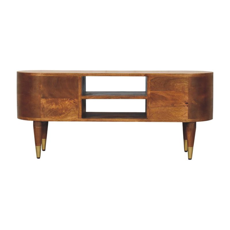Artisan Furniture Solid Wood Valenza Curved Media Unit, Brown image number 8