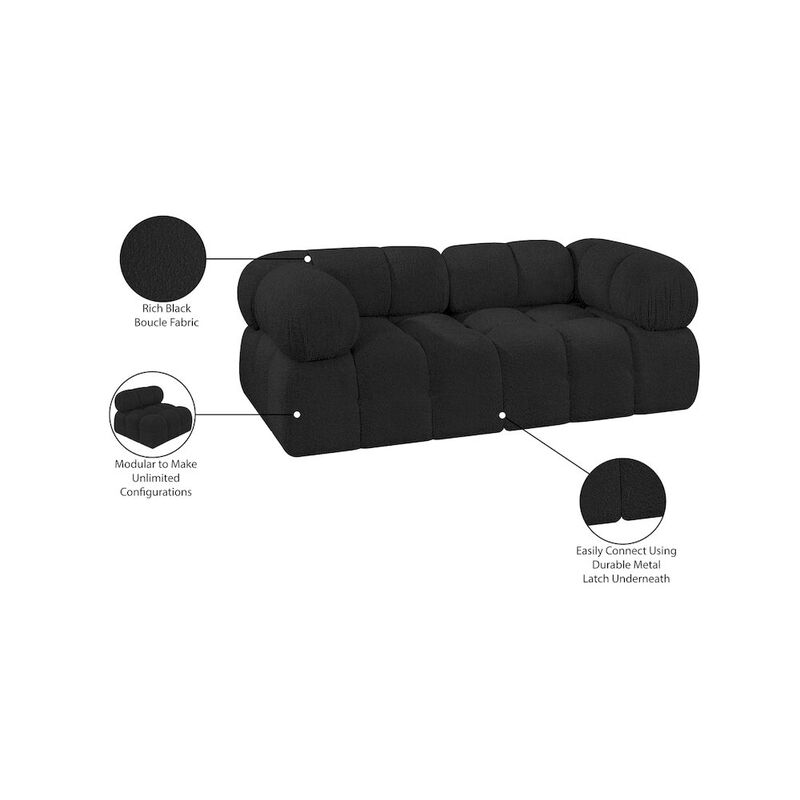 Meridian Furniture Ames Black Boucle Fabric Modular Sofa