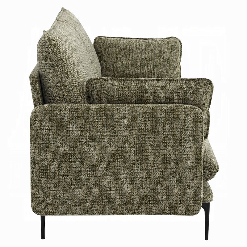 Dima Sofa with 2 Pillows, Green Chenille Upholstered Cushions, 75 Inch image number 3