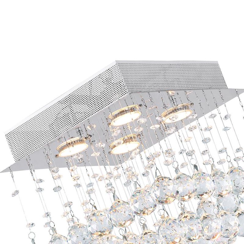 Rain Drop 3 Light Flush Mount With Chrome Finish