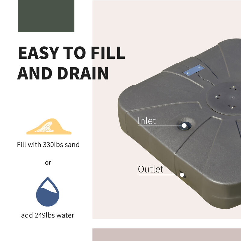 Outdoor Backyard Cantilever Umbrella Base, Fill with Sand or Water for Security
