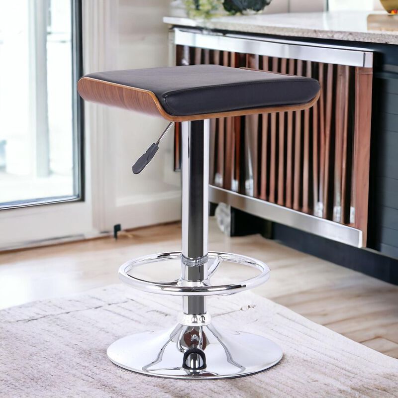 Hivvago 24 Inch Black And Silver Iron Backless Adjustable Height Bar Chair