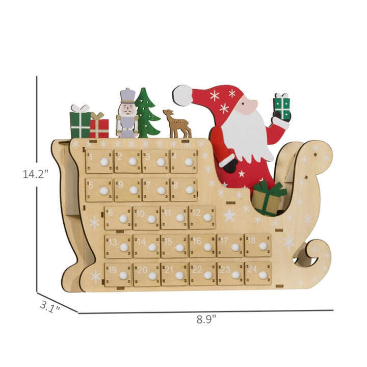 Wooden Christmas Advent Calendar with Drawers, Countdown to Christmas Decoration