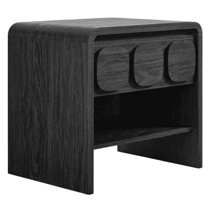 Gray Finish Nightstand with Minimalist Design and Smooth Surface