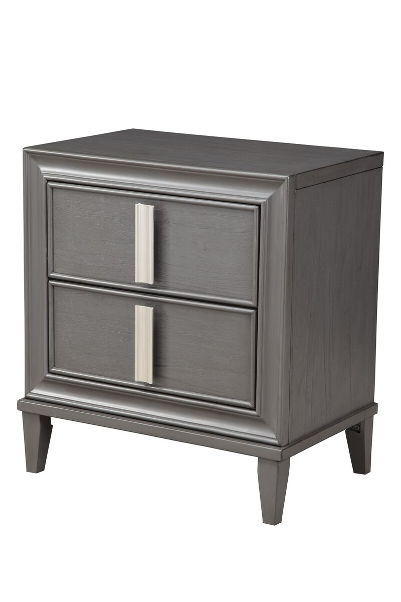 Modern Two Drawer Nightstand – Stylish Wooden Bedside Table for Bedroom