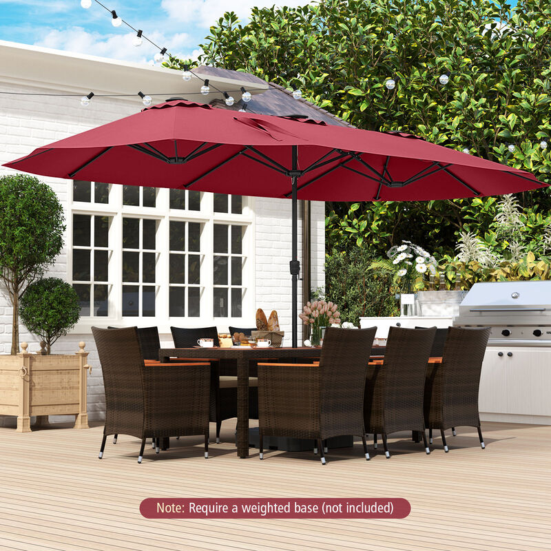 Extra-Large Patio Umbrella with LED Solar Lights and Crank Handle