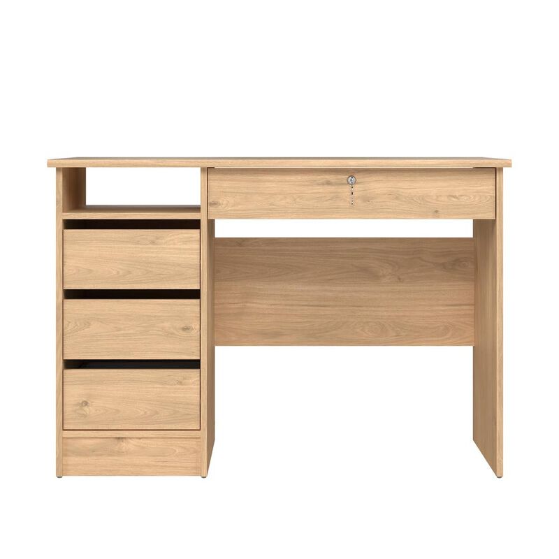 Tvilum Wescot Home Office Writing Desk with 4 Drawers and Open Shelf, Jackson Hickory