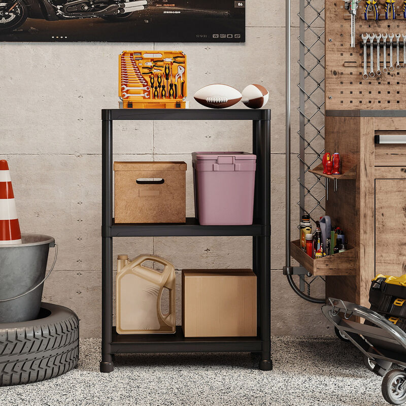 3-Tier Heavy-Duty Plastic Storage Shelves Freestanding Garage Shelving Unit image number 7