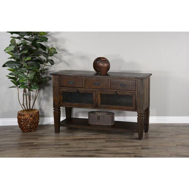 Sunny Designs Homestead 54 Transitional Mahogany Wood Server in Tobacco Leaf