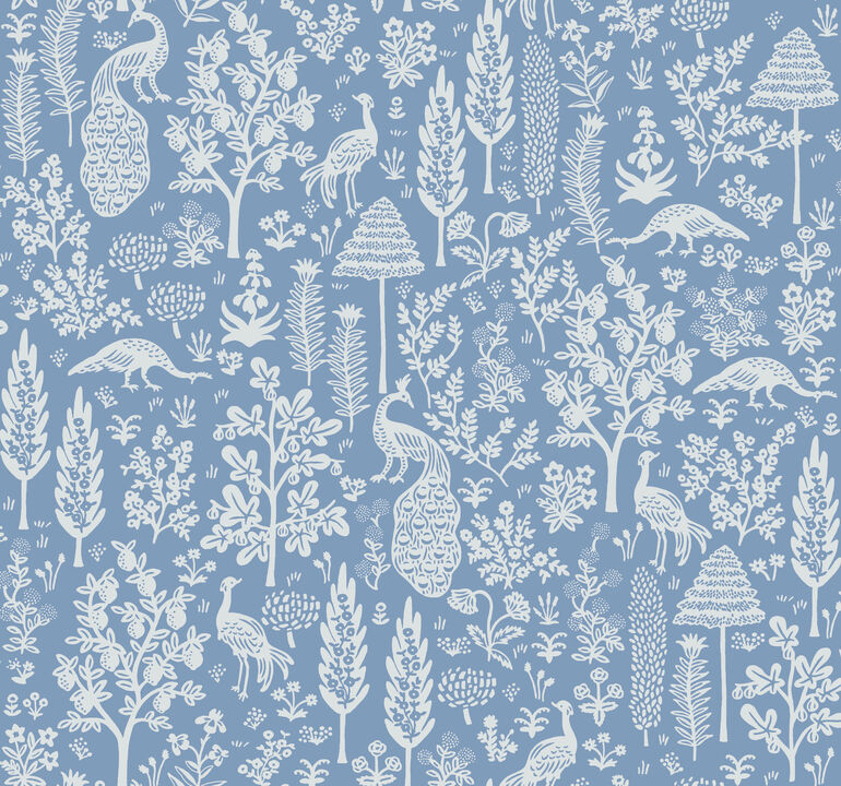 Menagerie Toile Light Blue Wallpaper