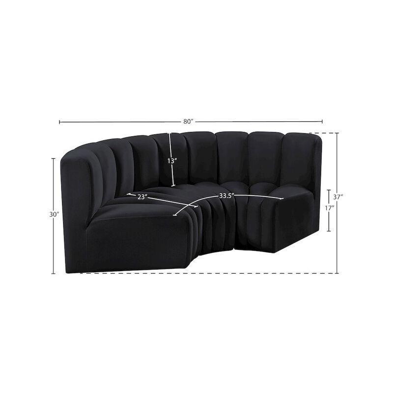 Meridian Furniture Arc Black Velvet Modular Sofa