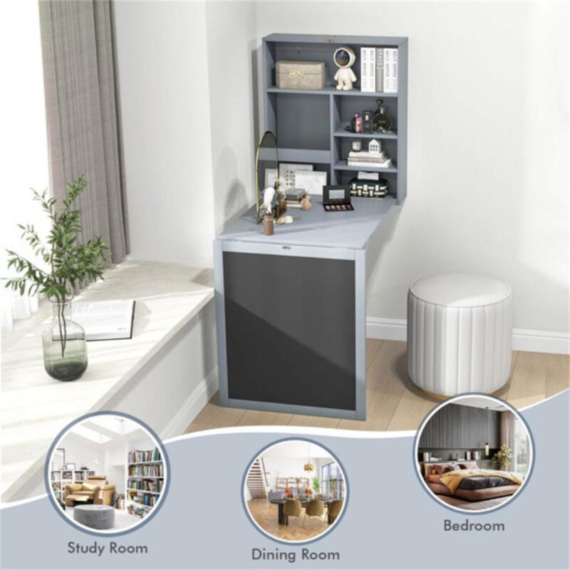 Wall-Mounted Floating Desk Space-Saving Workstation for Home Office & Study