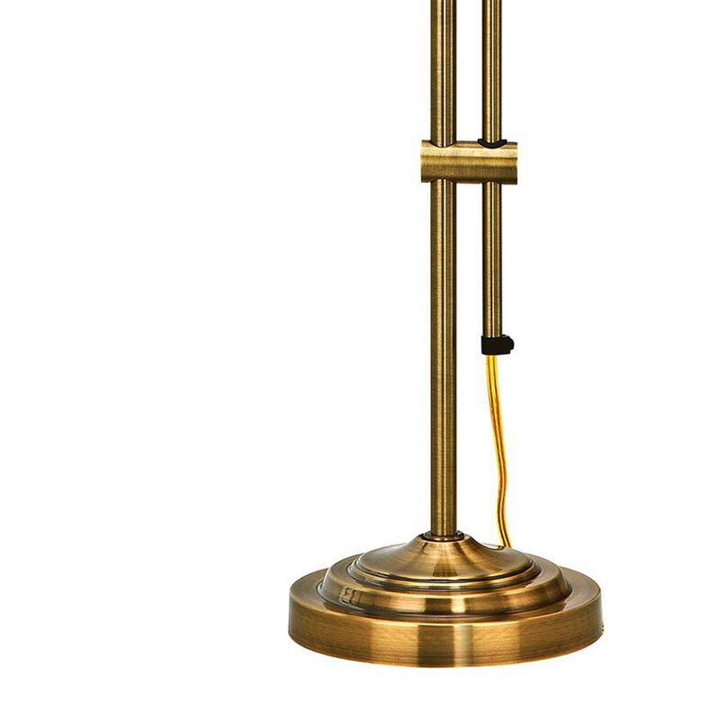 Metal Rectangular Desk Lamp with Adjustable Pole, Gold-Benzara