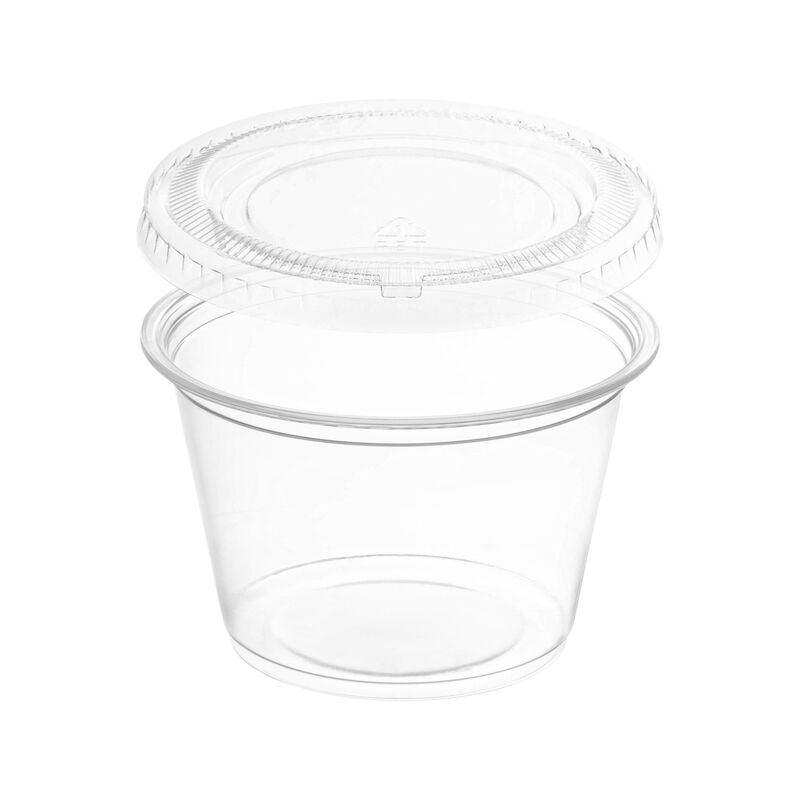 1oz Clear Plastic Souffle Cups with Lids (2500 Sets) image number 0