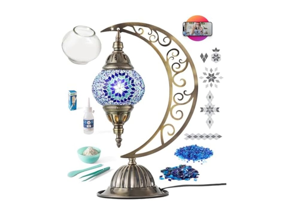 Turkish Mosaic Table Lamp For Living Room Bedroom Desk Blue