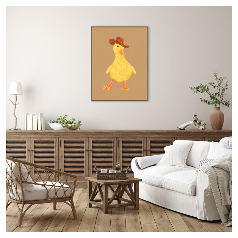 Daphne the Cowgirl Duckling by Anyone Can Yeehaw Framed Canvas Wall Art