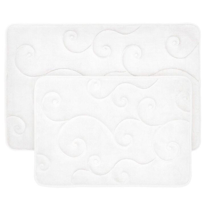 Bedford Home  2 Piece Memory Foam Bath Mat Set by Coral Fleece Embossed Pattern