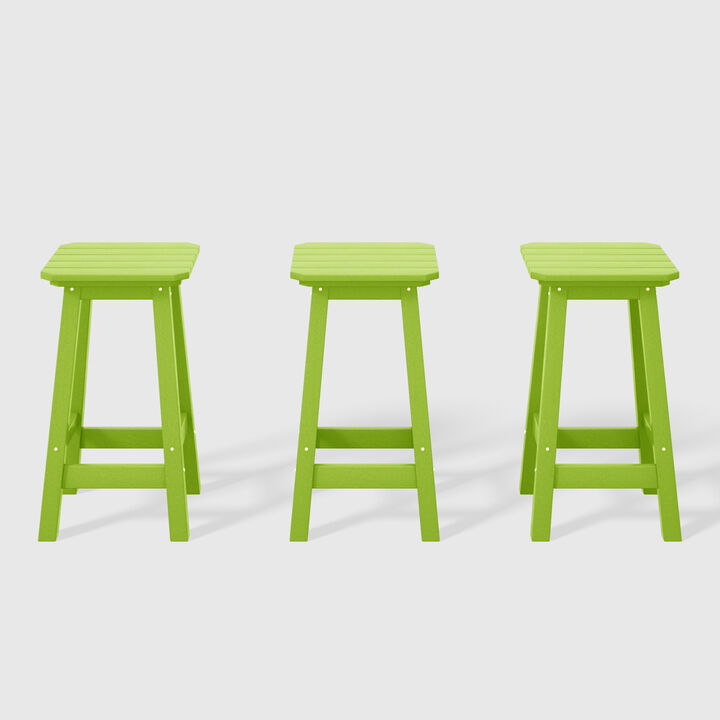 WestinTrends 24" HDPE Outdoor Patio Counter High Backless Square Bar Stools Set of Three