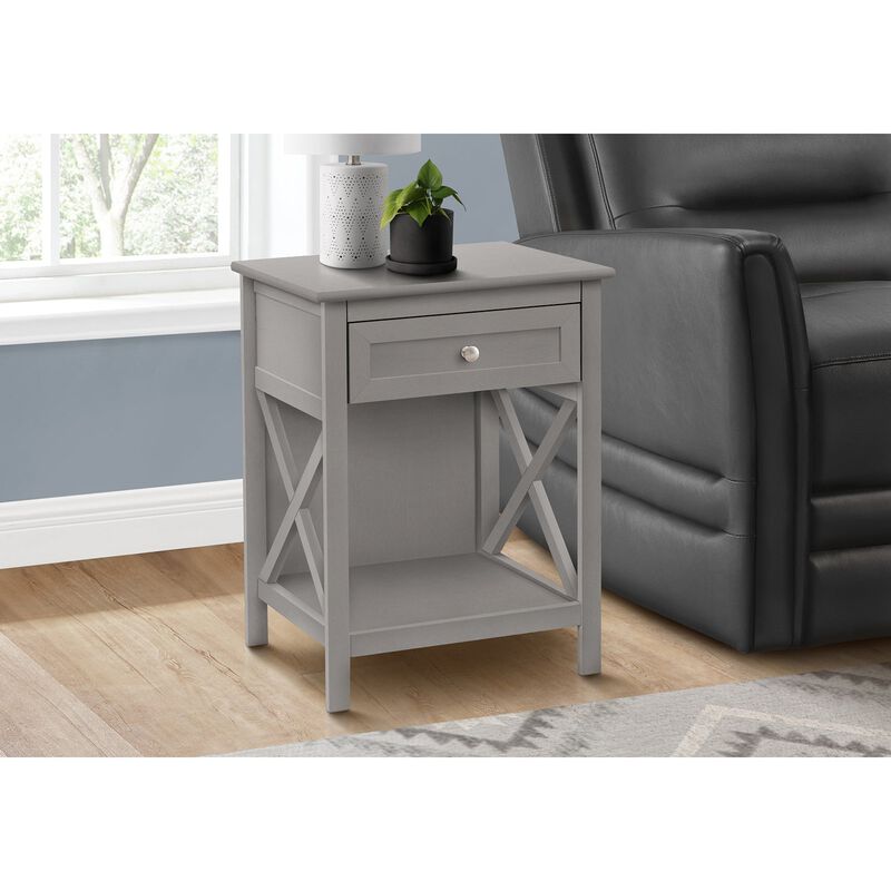 Monarch Specialties I 3985 - Accent Table, End, Side Table, 2 Tier, Bedroom, Nightstand, Lamp, Storage Drawer, Transitional