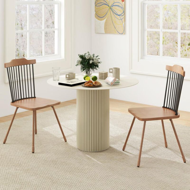 Hivvago Dining Chair with Spindle Back and Ergonomic Contoured Seat Set of 2
