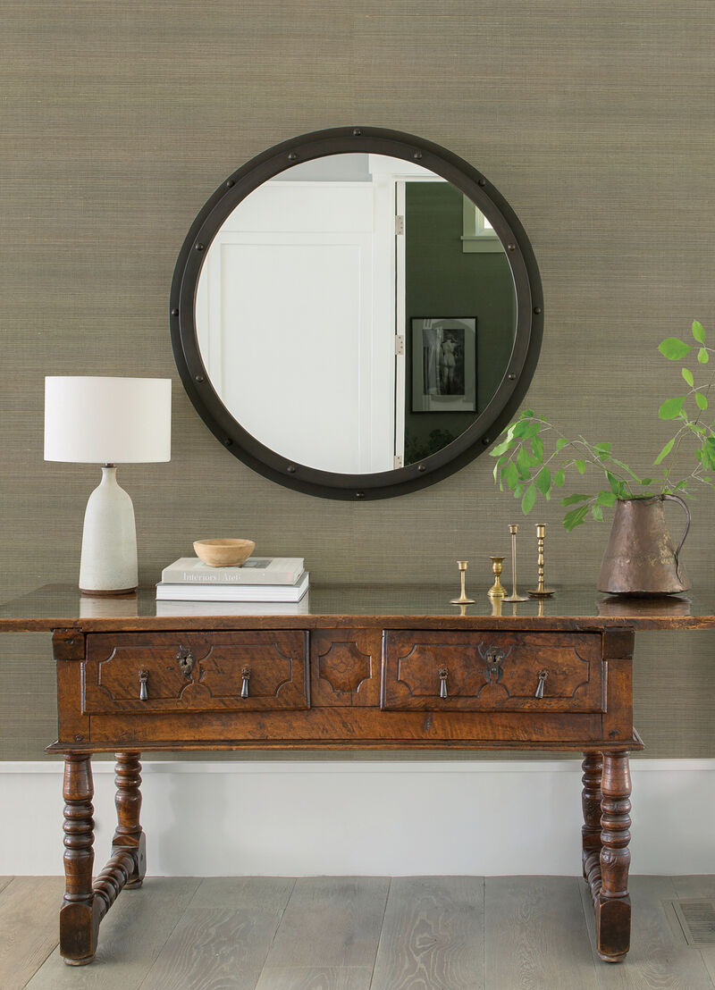 Hiromi Pewter Abaca Grasscloth Wallpaper image number 1