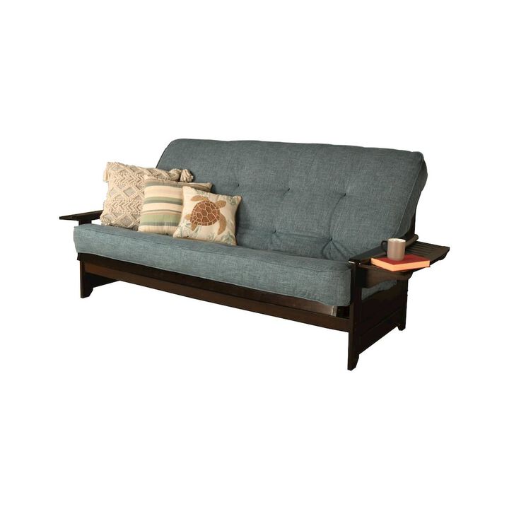 Phoenix Frame-Espresso Finish-Linen Aqua Mattress-Storage Drawers